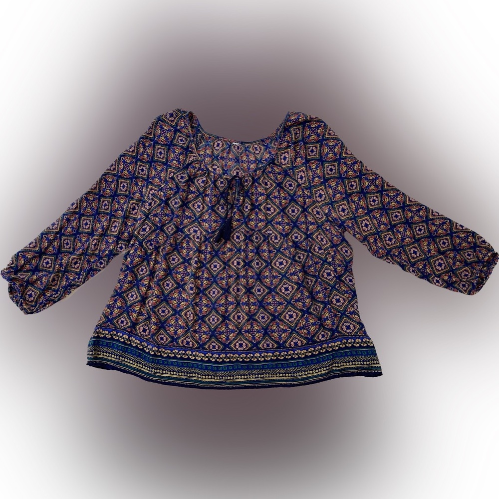 OLD NAVY BOHO PRINT PEASANT TOP HIPPIE BOHEMIAN XL